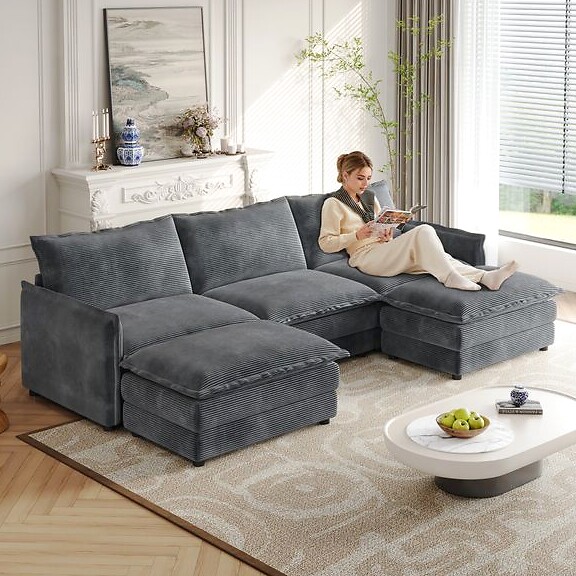 NIMBUS Cloud Couch in Charcoal — modern open-plan living room
